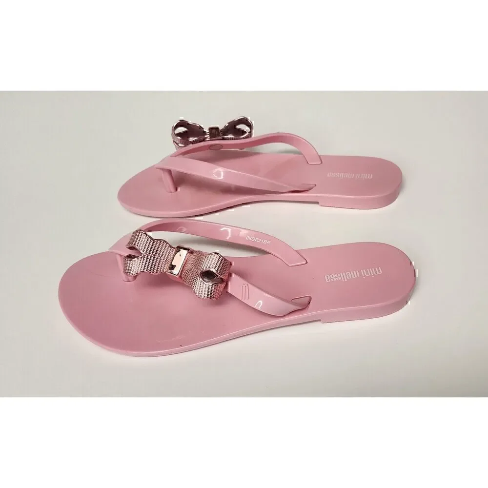 Mini Melissa Girls HARMONIC SWEET V AD Pink Thong Sandals Size 1/Eur 32